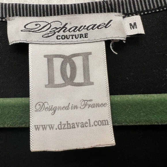 Dzhavael Couture Asymmetrical Tonal Black Mixed Media Midi Dress Size M - Picture 3 of 5